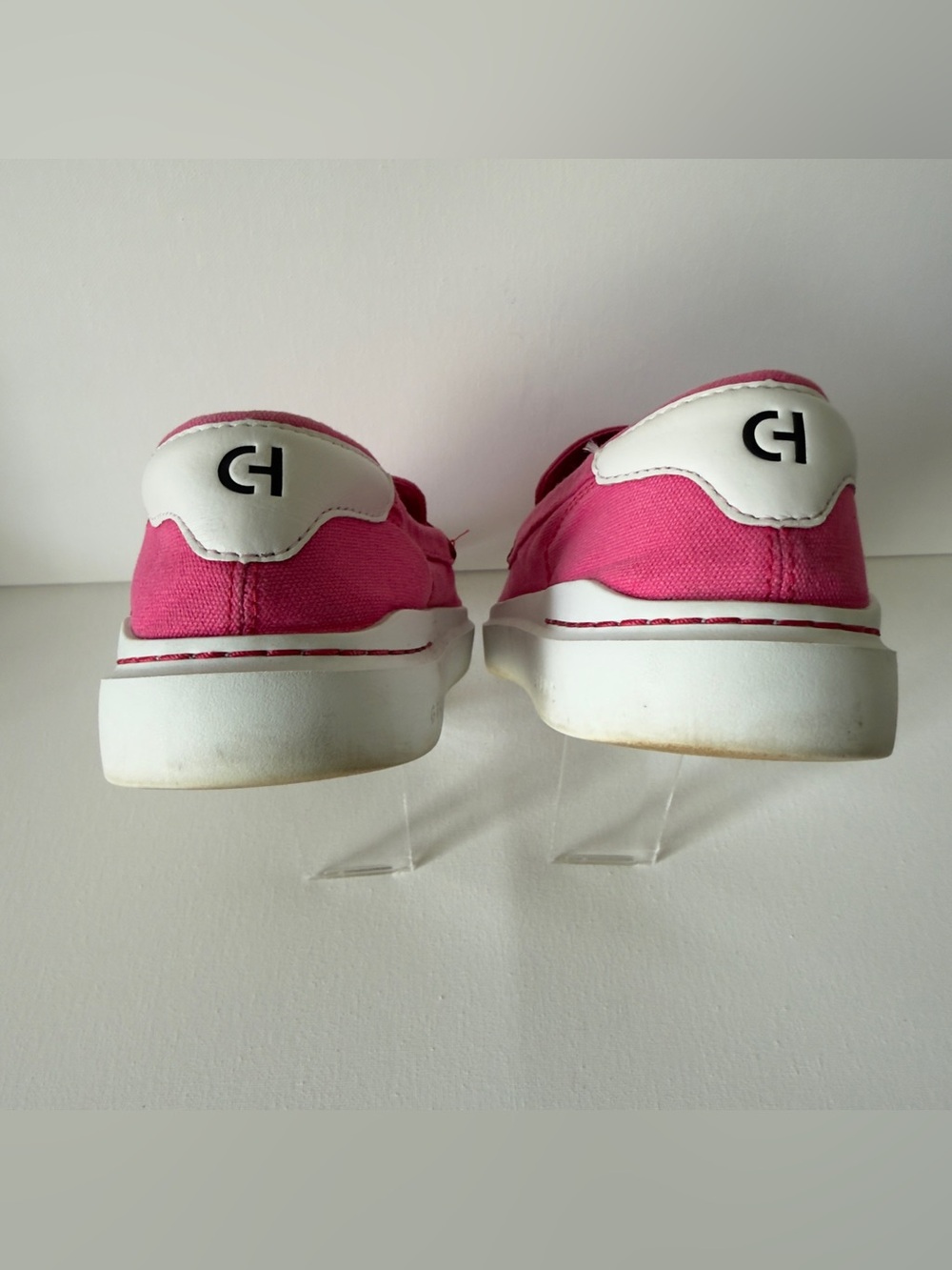 Cole Haan Hot Pink Canvas Slip-On Loafers with White Sole - Picture 4 of 7